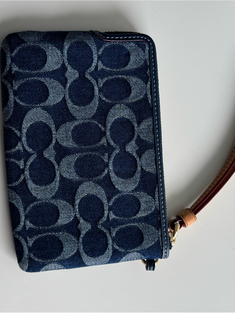 Coach Denim Signature Zip Wristlet - Dark Blue - Picture 2 of 4